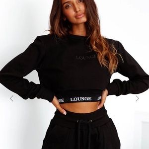 LOUNGE UNDERWEAR 3 PIECE BLACK SWEATSHIRT JOGGER TOP SET